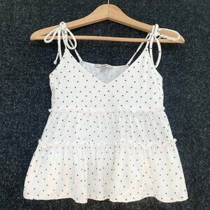 Papaya Womens Babydoll Tiered Camisole Size S Tie Straps Cropped